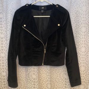 H&M Velvet Fitted Moto Jacket